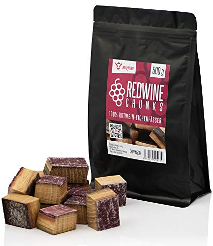 BBQ-Toro Redwine Chunks 500 g, Rotwein Räucherchunks | Holzchunks aus Eichenfässern | Räucherklötze für Gasgrill, Smoker, BBQ | Intensive Rauchentwicklung, Lange Brenndauer, Wiederverschließbar