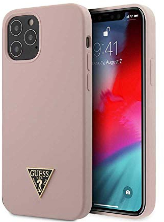 Guess GUHCP12MLSTMLP Silicone Triangle Logo Hülle für iPhone 12/12 Pro 6,1 Hell-Pink