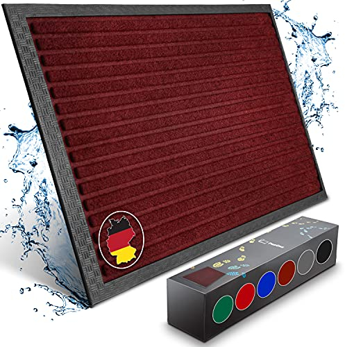 Bodenständig Fußmatte außen - extrem rutschfest & langlebig - Fußabtreter außenbereich dunkel rot 40x60cm - Türmatte in Perfekter Größe für die Haustür - Fussmatte aussen - Türvorleger gestreift