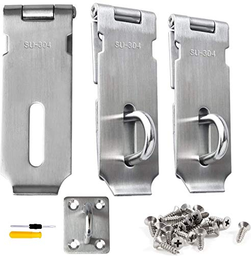xianzhanEU - 3 cerrojos de acero inoxidable resistentes para puerta, ventana, armario, jaula de mascotas, accesorios de montaje, con 27 tornillos + destornillador 2 en 1