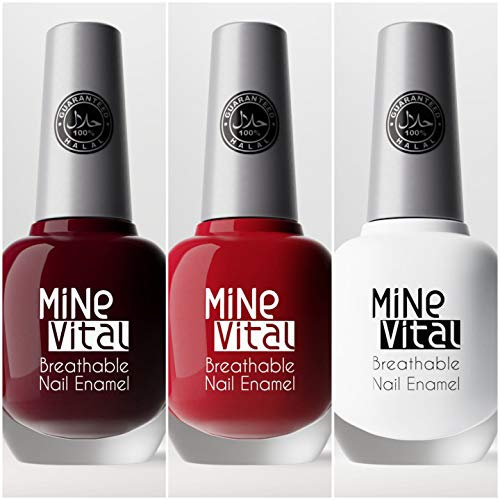 Premium Halal Nail Polish Set of 3. Pearly, Hareem And Apple