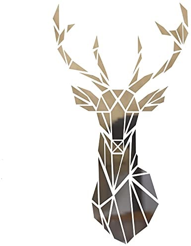 trooplex Spiegel Wandaufkleber 3D Hirsch Wandtattoo DIY Moderne Wandbilder zur Dekoration von Schlafzimmer Wohnzimmer Tv/Sofa Hintergrund dreidimensionaler Aufkleber aus Acryl Silber Deko (XL 86x51)