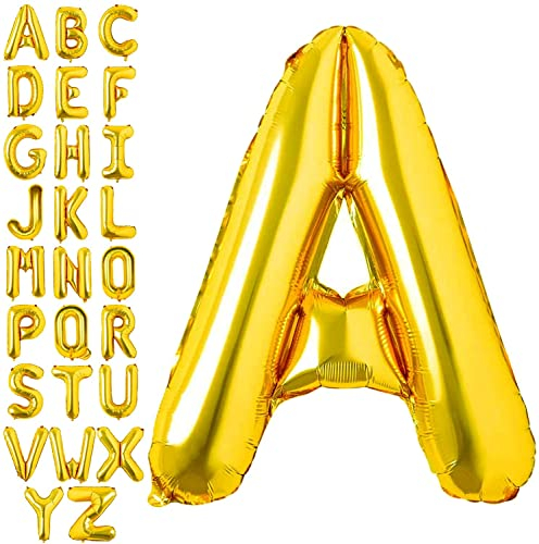 AONAT Gold Luftballons Alphabet 16 Zoll, Folienballon Buchstaben Luftballon Große Mylar Folie Helium Brief Luftballons Geburtstag Hochzeit Babyparty Silvester Dekoration (Buchstabe A)