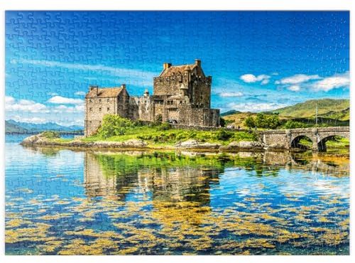 MyPuzzle Eilean Donan Castle an einem warmen Sommertag - Dornie, Schottland - Premium 500 Teile Puzzle - MyPuzzle Sonderkollektion von Puzzle Galaxy