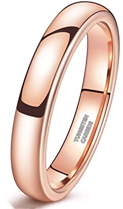 Zakk Ringe Damen Herren Wolfram Rosegold Vorsteckring Schmal Schlicht Poliert Verlobungsringe Eheringe Trauringe 2mm 4mm 6mm (4mm,54 (17.2))
