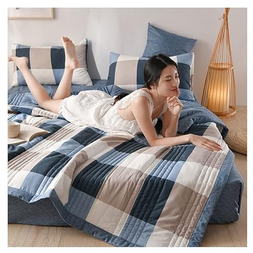 ELYSYSRL Sommer Coole Steppdecke Quilt Air Conditioner Gewaschener Baumwoll-Quilt-Student Einzelner Sommer-Schlafsaal Dünne Steppdecke (Color : #2, Size : 150 * 200cm(59 * 78in))