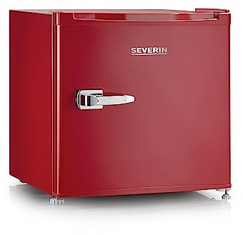 Severin Réfrigérateur Bar convertible Congélateur, Pose Libre, Largeur 47,4 cm, 31 Litres, Classe énergétique E, Look Rétro, Rouge, GB 8881
