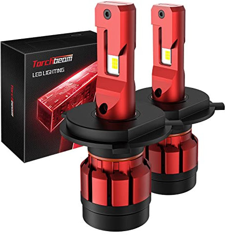 Torchbeam Bombillas H4 LED 18000LM,6500K blanco frío,Lampara Faros Delanteros Coche, 1:1 Mini Kit de Conversión Halógena 12V, 2 Lámpara