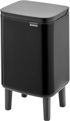 Brabantia - Bo Waste Bin Hi 4L with Soft Close Lid, Removable Inner Bucket, and Transport Grip – Ideal for Bathroom, Bedroom, and Home Office – Matt Black