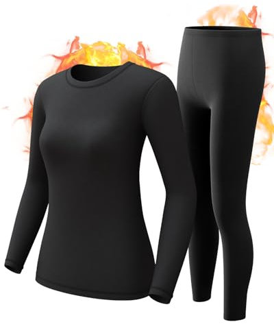 CL convallaria Thermounterwäsche Damen Atmungsaktiv Thermoaktiv Funktionsunterwäsche Innenfleece Skiunterwäsche Weich Thermo Unterwäsche Set