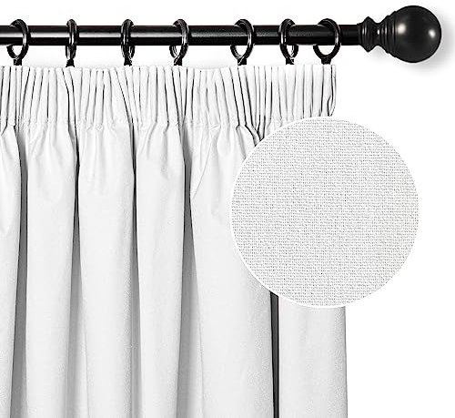 MYSKY HOME Gardinen Verdunkelungsvorhang mit Kräuselband Schlafzimmer Wärmeisolierter 2er-Set Gardine Verdunkelungsvorhänge Durchgängen Beschichtung Sonnenschutz, H175xB140cm, Grau-weiß