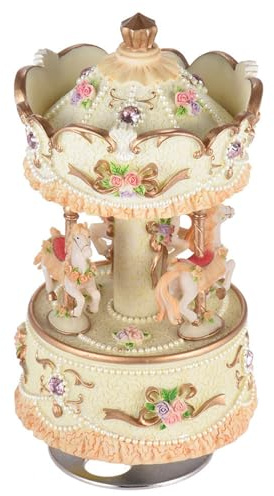 HUIOP Laxury Spieluhr mit 3 Pferden, Karussell-Spieluhr, Kunstwerk/Geschenk, Melodie Schloss im Himmel, Rosa/Violett/Blau/Goldton zur Auswahl