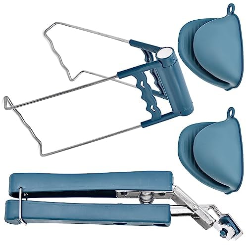 Fahibin Anti-hot Schüssel Clip,Edelstahl Teller Greifer, Schüssel Clip Greifer,Mit Rutschfestem Silikongriff zum Heben Heißer Schalen Schüssel Topf,4er-Set