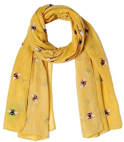 Purple Possum® Damen Schal mit Bienen-Motiv, groß, Gelb, Gelb, Senf, Senfgelb, 42