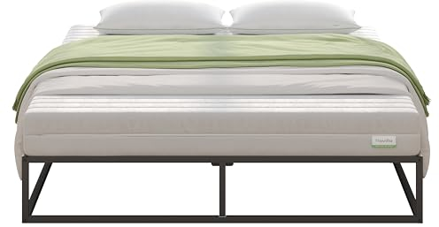 Novilla Bettgestell 90 x 190 cm, Bettrahmen 25 cm Hohe, Bettgestelle mit Lattenrost Holzlattenunterstützung, Stauraum unter dem Bett, Schwarz