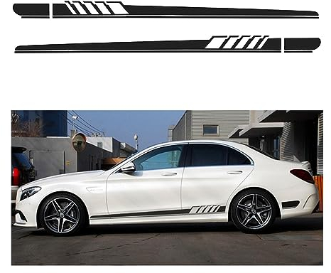 JNNJ 2 Stück Auto Karosserie Seite Streifen Aufkleber, Stoßstange Aufkleber Vinyl Streifen, Aufkleber Streifen Dekoration Für Autos SUV LKW Geländewagen(Schwarz)
