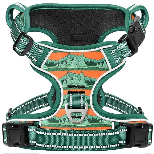 Timos No Pull Dog Harness,No Choke Front Clip Dog Reflective Harness,Adjustable Soft Padded Pet Vest with Easy Control Handle for Small Dogs,Wilderness,S