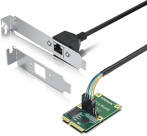 10Gtek Mini PCIe 2.5G Gigabit Ethernet Network Card, 30-cm cable length