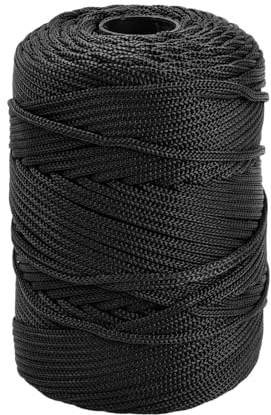 Volumoon 3mm Polyestergarn, Farbig Makramee Schnur, Polyesterkordel, Polyester Geflochtenes Garn, Polyesterschnur, Garn für DIY Handwerk Weben Dekoration Hängepflanze Pflanze Aufhänger (Schwarz)