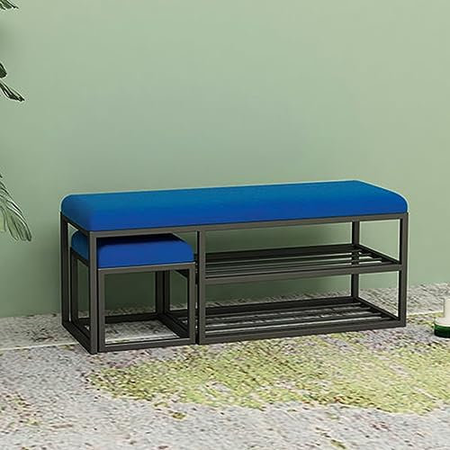 Repose-pieds Moderne, Rangement de Chaussures À 3 Niveaux avec Tabouret Indépendant, Organisateur de Rangement de Siège Rembourré En Mousse, Cadre En Métal, pour L'entrée, La Salle de Bain Et La Chamb
