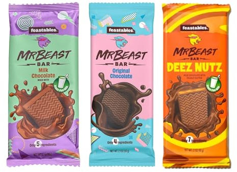 Feastables MrBeast – Try Pack – Lot de 3 – Original / Deez Nutz/Milk