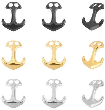 UNICRAFTALE 9 Stück 3 Farben Edelstahl Anker Leder Hakenverschlüsse Anker Charm Anhänger Anker Schmuckverschluss Metall Anker Verschlüsse Hakenschnur Endverbinder Für Lederschnur Armbänder Herstellung