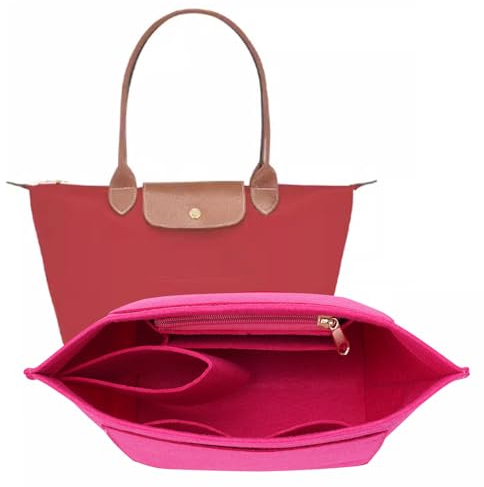 LOUKAYCCI Filz-Organizer-Handtascheneinsatz für Longchamp Le Pliage M, Größe M, Rosenrot