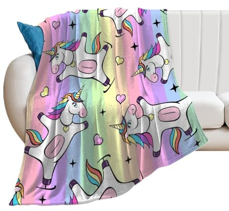 Kuscheldecke Comic Einhorn Flauschig Decke Weich Warme Fleecedecke Für Couch Bett Sofa 100×130cm
