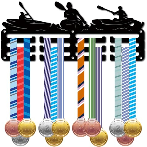 CREATCABIN Porta Medaglie per Canoa Appendiabiti per Medaglie Espositore Sport Premi da Appendere in Metallo Ferro Supporto Piccolo Decorazione Premi per Parete Casa Distintivo Ginnastica 29x12cm