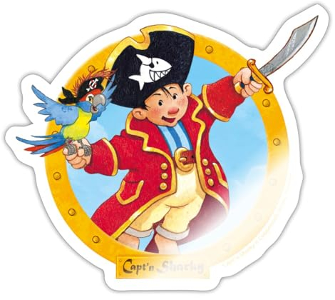 Spreadshirt Käpt'n Sharky Piratenkapitän Sticker, max. 10x10 cm, 10 x 10 cm, Weiß glänzend