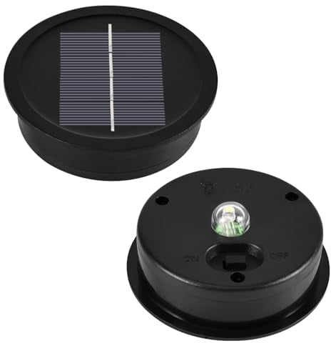 Tulov 2 Stück Solarleuchten Ersatzteile, rundes warmweißes Licht Solarlampen Ersatz Top, Garten Solarleuchten Ersatzteile für Außen Garten Dekor（Außendurchmesser 8,1cm, Innendurchmesser 7,3cm）