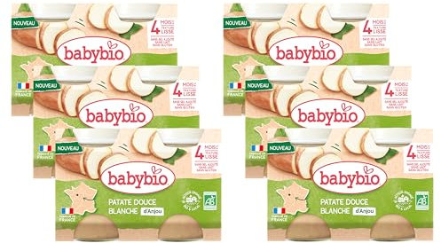 BABYBIO Petits pots - Patate douce blanche d'Anjou - 2 x 130g - Lot de 6 - BIO