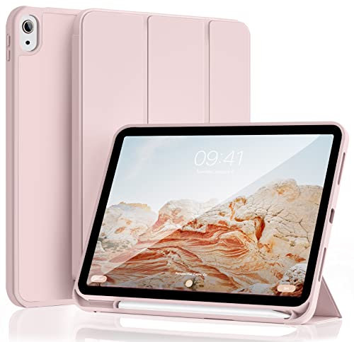 ZOYU Hülle für iPad (A16) 11. / 10. Generation 2025/2022,10,9 Zoll mit Stifthalter, weiche TPU stoßfeste Rückschale, Trifold Ständer Schlanke Hülle für iPad 11/10, Auto Wachen/Schlafen, Rosa