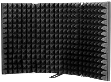 Depusheng Mikrofon Isolation Schallschutz 3 Panel Pop Filter Schallabsorbierend Mikrofonisolationsschirm Einstellbar Mic Isolation Schild,Gesang Aufnahme Panel,Windschutzscheibe