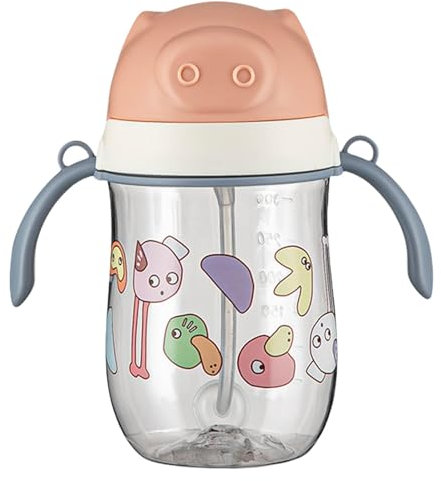 Tazza didattica con cannuccia, tazza con beccuccio per bambino | Tazza didattica Sippy con cannuccia da 280 ml | Tazza con beccuccio dal design staccabile per auto, picnic, casa, viaggi e campeggio