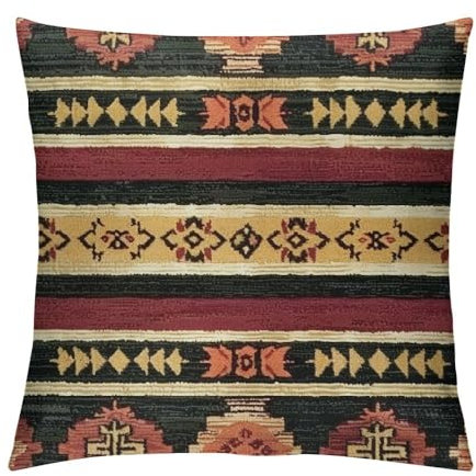 Kissenhülle Boho Burgund Rot Und Grün Blumen Bohemian Aztec, Gemütliche Kopfkissenbezug Moderne Kissen Fall Für Couch Schlafzimmer Bett 45X45Cn