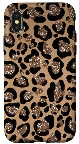 Cute Cool Design Animal Sparkly Leopard Print Pattern Girls Case for iPhone X/XS