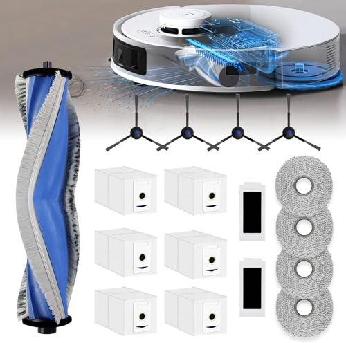 LUOJINYI Zubehörset für ECOVACS DEEBOT T30 Omni / T30 Pro Omni, 1*Rollbürste, 6*Staubbeutel, 4*Mopp Wischtücher, 4*Seitenbürsten, 2*Filter, Ersatzteile Saugroboter Zubehör
