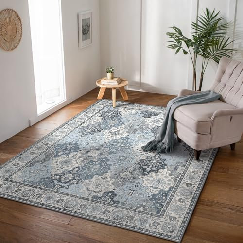 BEIMO Waschbarer Rutschfester Teppich 80x150 cm, Vintage Boho Stil, Leichte und Farbechte Matte, Strapazierfähiger Bodenläufer für Flur, Eingangsbereich, Wohnzimmer und Hochfrequentierte Bereiche