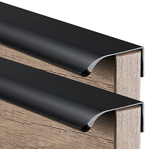 manijas del gabinete, Tiradores negros for cajones, tiradores ocultos for puertas de gabinete, 2 piezas, tiradores largos for armario, for muebles de cocina, dormitorio, armario, aleación de aluminio(