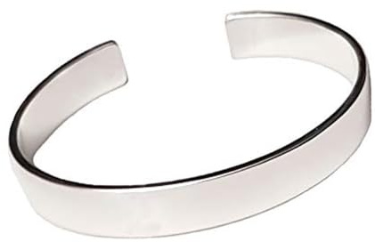 TreasureBay 925 Sterling Silber Armreif für Herren – 9mm Breit, Rhodium-Beschichtet, Verstellbar & Elegant