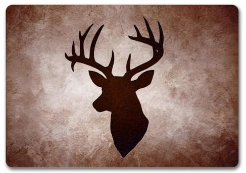 Hirschkopf Silhouette Fußmatte in 35x50 cm ohne Rand für Jäger Lustige Türmatte im Jagddesign für Naturfreunde