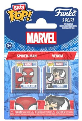 Funko Pop! Bitty 2er Set Spider-Man - Spider-Man und Venom - 2,2 cm - zum Sammeln - Geschenkidee - Partysocken - Tortendeko