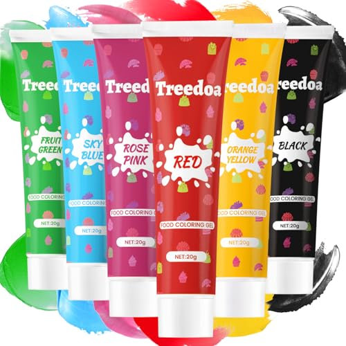 Colorant Alimentaire Gel, 20g x 6 Food Colour Gel Hautement Concentré de Qualité Alimentaire Vibrant pour Gâteaux, Œufs de Pâques, Décoration de Gâteaux, Pâtisserie,Biscuits,Fondant,Glaçage,Artisanat