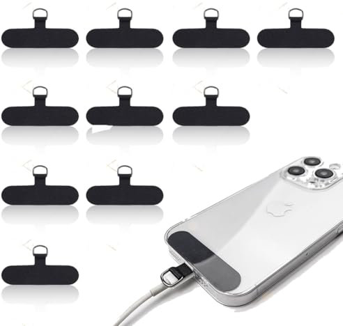 JEYORZY 10 pcs Patchs universels pour Cordon, Patch Universel pour Cordon de téléphone, s'adapte à Toutes Les Coques de téléphone Standard–Pièce de Rechange pour Sangle de téléphone Portable, Noir