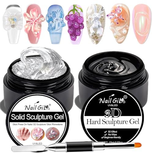 NAILGIL 3D Nail Sculpting Gel For Nail Art, Solid and Hard 3d Nail Art Gel Multifunctional Sculpture Molding Salon Home DIY for Women(Solid & Hard, 30g)