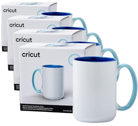 Cricut abgeschrägt Keramik Blanker Becher | Ozean | 425 ml (15oz) | 1 x Infusible Tinte Sublimation Bech | Zur Verwendung Schneidmaschinen (Packung mit 4)