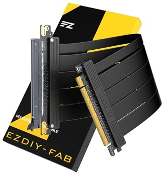 EZDIY-FAB PCIE 5.0 Riser-Kabel, ultraflexible 128 GB/s Bandbreite, GPU-Erweiterung, vertikale GPU-Halterung für RTX 5090 4090 & RX 9000, abwärtskompatibel PCIE 4.0/3.0, gerade, 20 cm, Schwarz