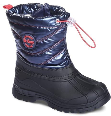 Lee Cooper (LCJ-23-44-2000K Kinder-Winterschuhe, hohe schwarze Gummistiefel, warme Schneestiefel, leicht, bequem, hohe Qualität, wasserdicht, Größe 33 EU