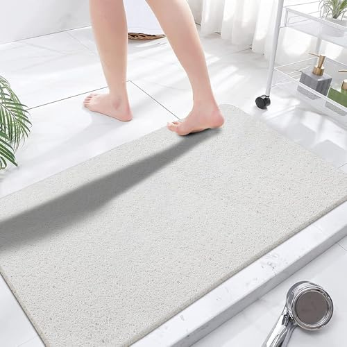 Walant Duschmatte rutschfest Waschbar,PVC Luffa Badematte,Schnell trocknend,Anti-Rutsch, Hervorragende Entwässerung,Badezimmermatten für Nassbereiche,Dusche (Weiß, 80 x 120 cm)